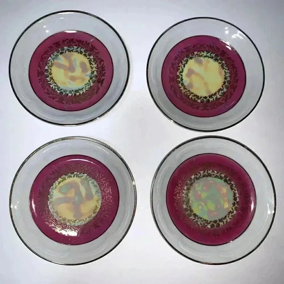 set of 4 Madonna 4 INCH  small Plate Luster Porcelain, Made in GDR Germany - Picture 5 of 5